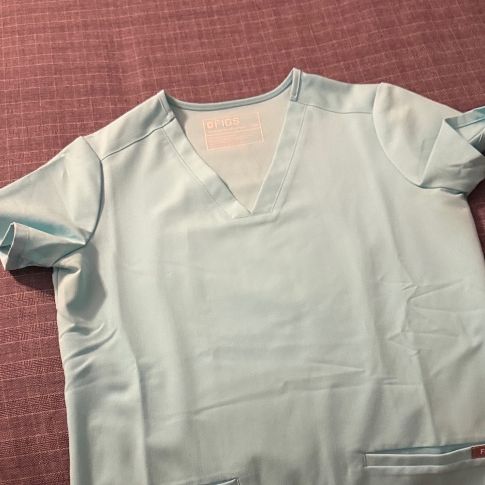 Figs Mint Blue V-Neck Scrub Top